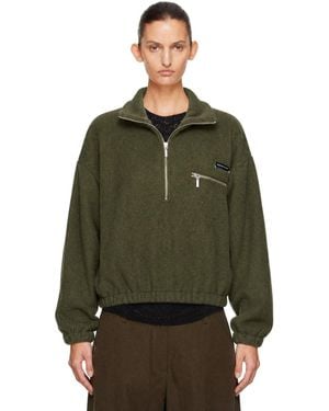 Song For The Mute Cosy Wool Half Zip Jumper - Green