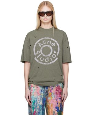 Acne Studios カーキ リラックスフィット ロゴ Tシャツ - マルチカラー