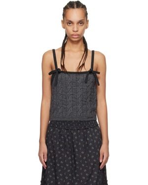 Ganni Cashmere Mix Strap Tank Top - Black