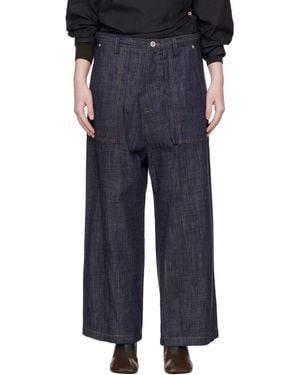 Y's Yohji Yamamoto 80Oz Denim Long Straight Jeans - Black