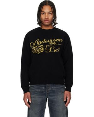 ANDERSSON BELL Cashmere Rose Crew-Neck Jumper - Black