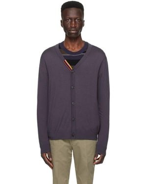 Paul Smith ネイビー ストライプ カーディガン - パープル