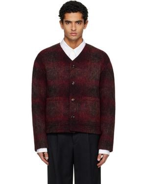 Tonywack Burgundy V-Neck Cardigan - Red