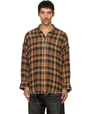 R13 Shredded Seam Drop Neck Shirt - Brown