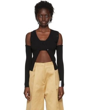 ROKH Viscose Cardigantank Top Set - Black