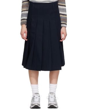 A.P.C. Pleated Midi Skirt - Blue