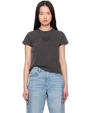 T By Alexander Wang ブラック ディストレスロゴ シュランケン Tシャツ