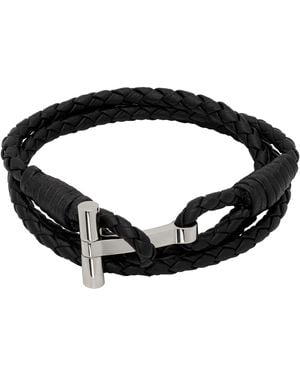 Tom Ford Bracelet En Cuir Tressé - Noir