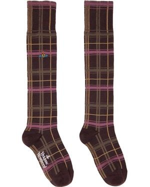 Vivienne Westwood Multicheck High Socks - Brown