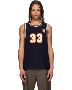 rice nine ten Knitting Basketball Tank Top - Black