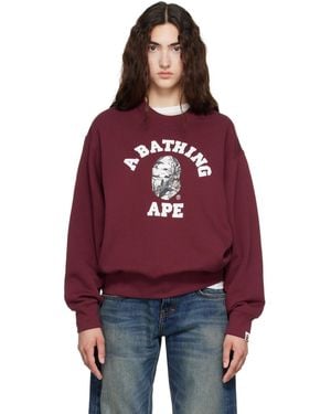 A Bathing Ape Pull Molletonné Décontracté Rouge À Motif Camouflage Et À Col Ras Du Cou