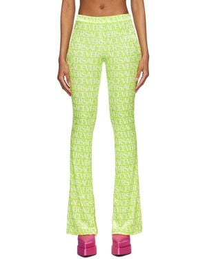 Versace Green Allover Pants - Yellow