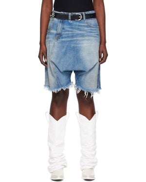 R13 Ssense Exclusive Blue Twister Denim Shorts