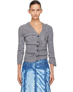 DIESEL Cropped Wrinkled Boiled Knit Cardigan - Blue