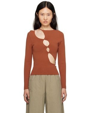 Paris Georgia Basics Tan Squiggle Long Sleeve T-Shirt - Multicolour