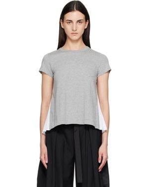 Sacai Cotton Poplin X Cotton Jersey T-Shirt - Grey