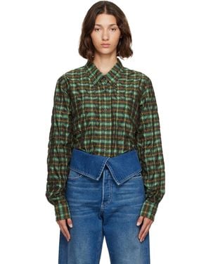 Dries Van Noten Khaki Check Shirt - Green