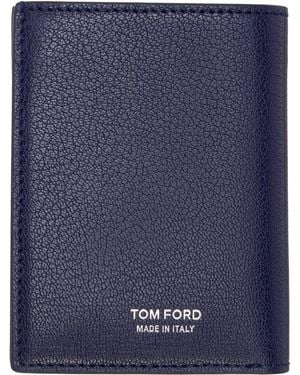 Tom Ford Elongated T Line Folding Card Holder - Blue