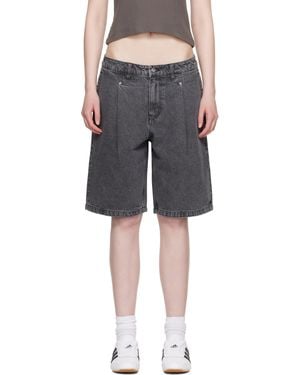 Dime ブラック タック デニムショートパンツ