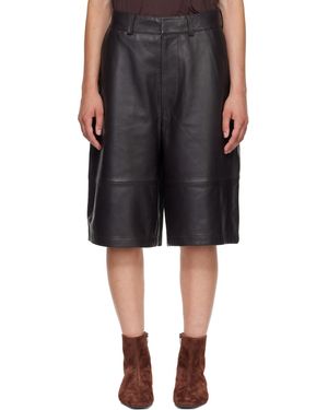 Frankie Shop Olivia Leather Bermuda Shorts - Black