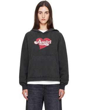 Amiri Pull À Capuche Gris À Image À Logo - Noir
