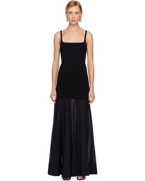 St. Agni Sheer Silk Circle Hem Maxi Dress - Black