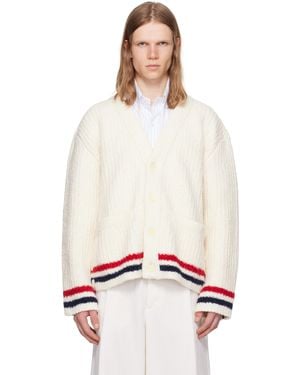 Thom Browne Chunky Rib Stitch V Neck Cardigan - Multicolor