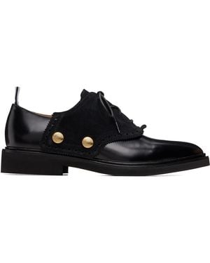 Thom Browne Soft Spazzolato Micro Sole Saddle Derbys - Black