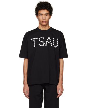 TSAU ブラック プリントTシャツ