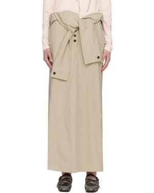 OPEN YY Wrap Trench Midi Skirt - Natural