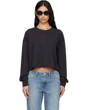 RE/DONE Hanes Edition Waffle Boxy Henley - Black