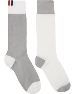 Thom Browne ホワイト＆グレー Funmix Classic 4-Bar ジャージ ソックス
