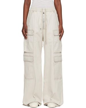 Rick Owens Off- Temple Double Jumbo Belas Denim Cargo Pants - Natural