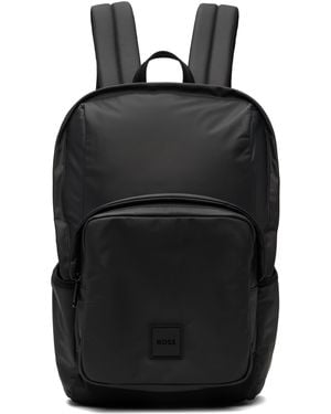 BOSS Coated Canvas Logo Backpack - Black