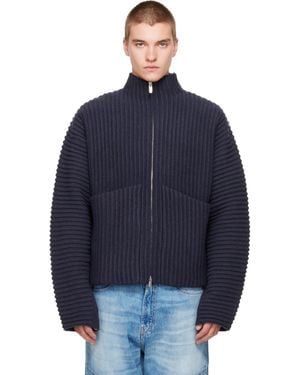 Seventh Globe Rib Knit Cardigan - Blue