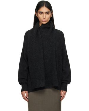 TOTEME Draped Scarf Knit Jumper - Black