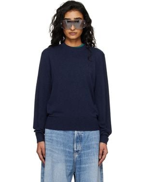 Acne Studios Pull Ajusté Bleu Marine En Laine De Yak