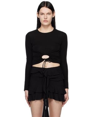 Proenza Schouler White Label Drawstring Long Sleeve T-shirt - Black
