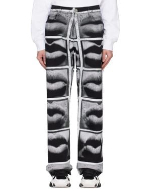 Balmain &ホワイト Lips プリント ルーズジーンズ - ブラック