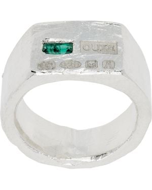 The Ouze Emerald Hallmark Signet Ring - Metallic