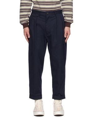 Beams Plus Pleated Trousers - Blue