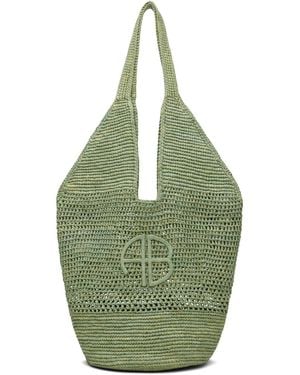 Anine Bing Leah Logo Raffia Bag - Green