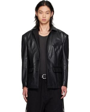 Lu'u Dan Cinched Leather Blazer - Black