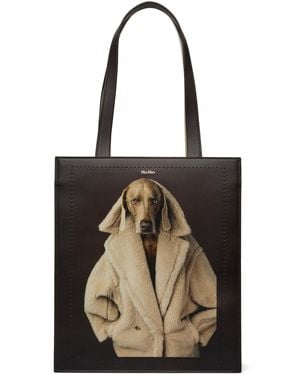 Max Mara ブラウン Teddy Dog トートバッグ - ナチュラル