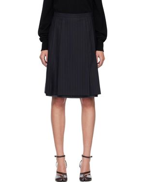 Maison Margiela Striped Wool Midi Skirt - Black