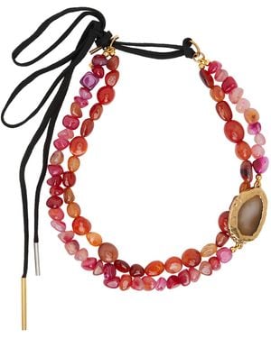 Dries Van Noten Natural Stone Necklace - Red