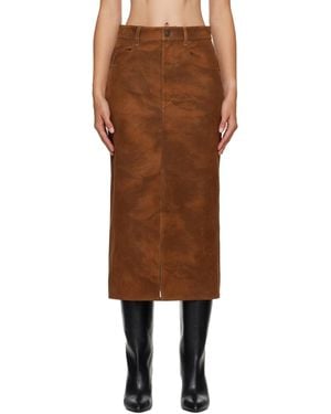 Isabel Marant Bisane Faux-Suede Midi Skirt - Brown