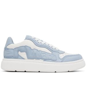 Alexander Wang ホワイト&ブルー ペブルレザー Puff スニーカー - ブラック