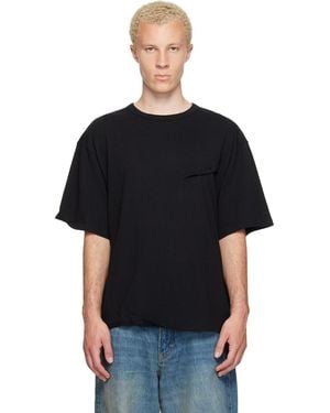 we11done Logo Pin-Tucked T-Shirt - Black