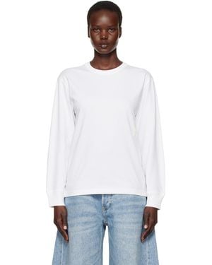 T By Alexander Wang T-Shirt À Manches Longues Blanc À Logo En Relief - Noir